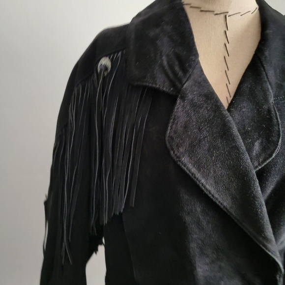 Vintage The American Line Black Fringe Leather Jacket - Picture 9 of 11